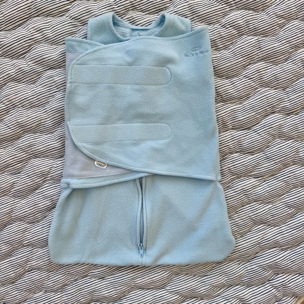 HALO Micro-Fleece Sleepsack Swaddle, Baby Blue, Newborn, 0-3 months